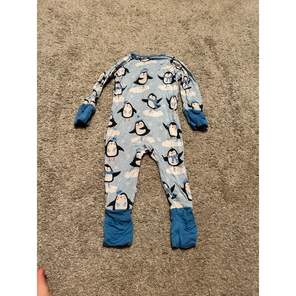Little Sleepies blue penguins one piece zippy 0/3 months‎ PLAY